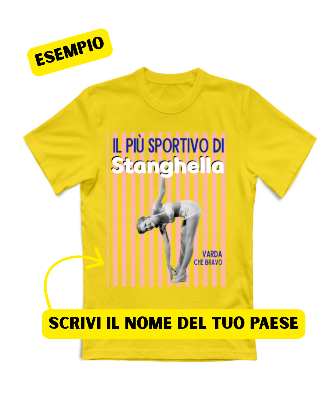 T-Shirt Personalizzata "Il Più Sportivo di [Nome Paese]" — Gadget del tuo Paesino