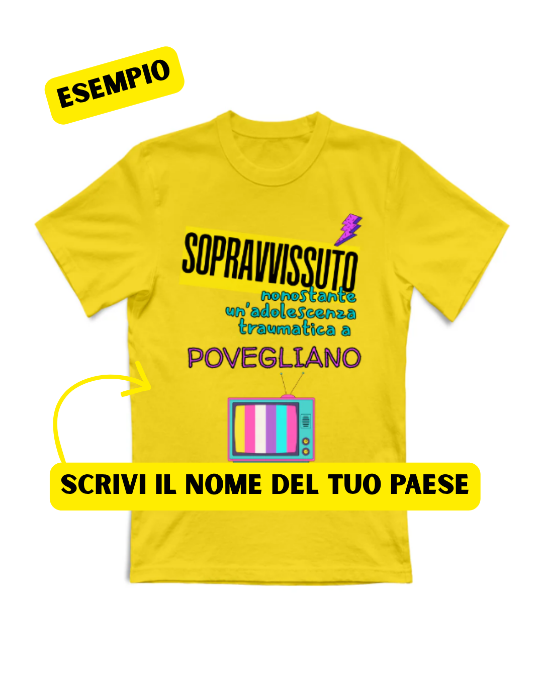 T-Shirt Personalizzata "Sopravvissuto Nonostante [Nome Paese]" — Gadget Paesino