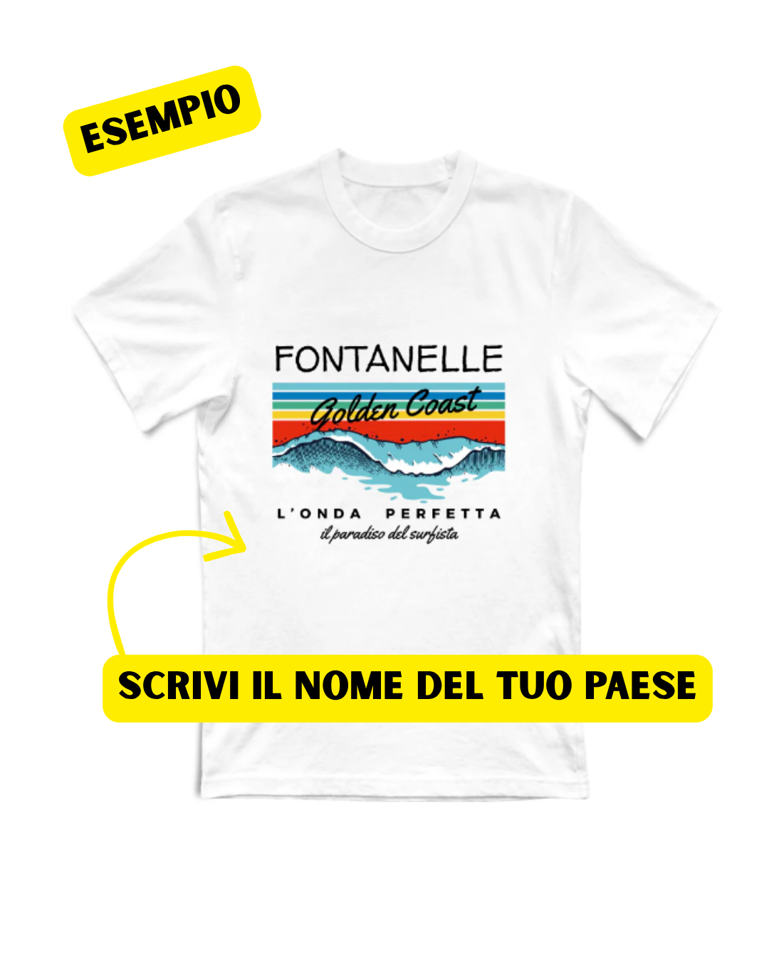 T-Shirt Personalizzata "Il Paradiso del Surfista di [Nome Paese]" — Gadget Paesino
