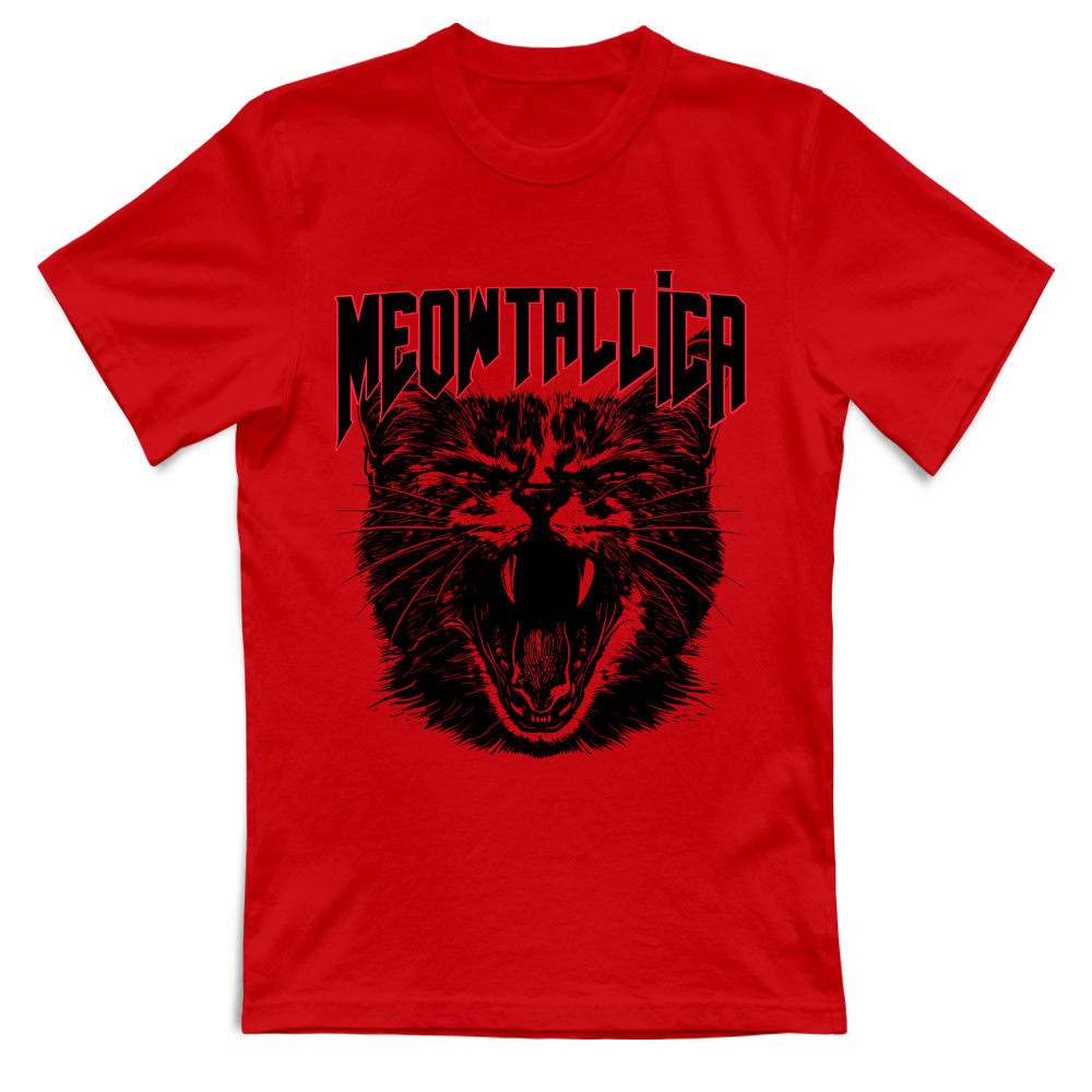 T-Shirt Unisex meowtallica music rosso