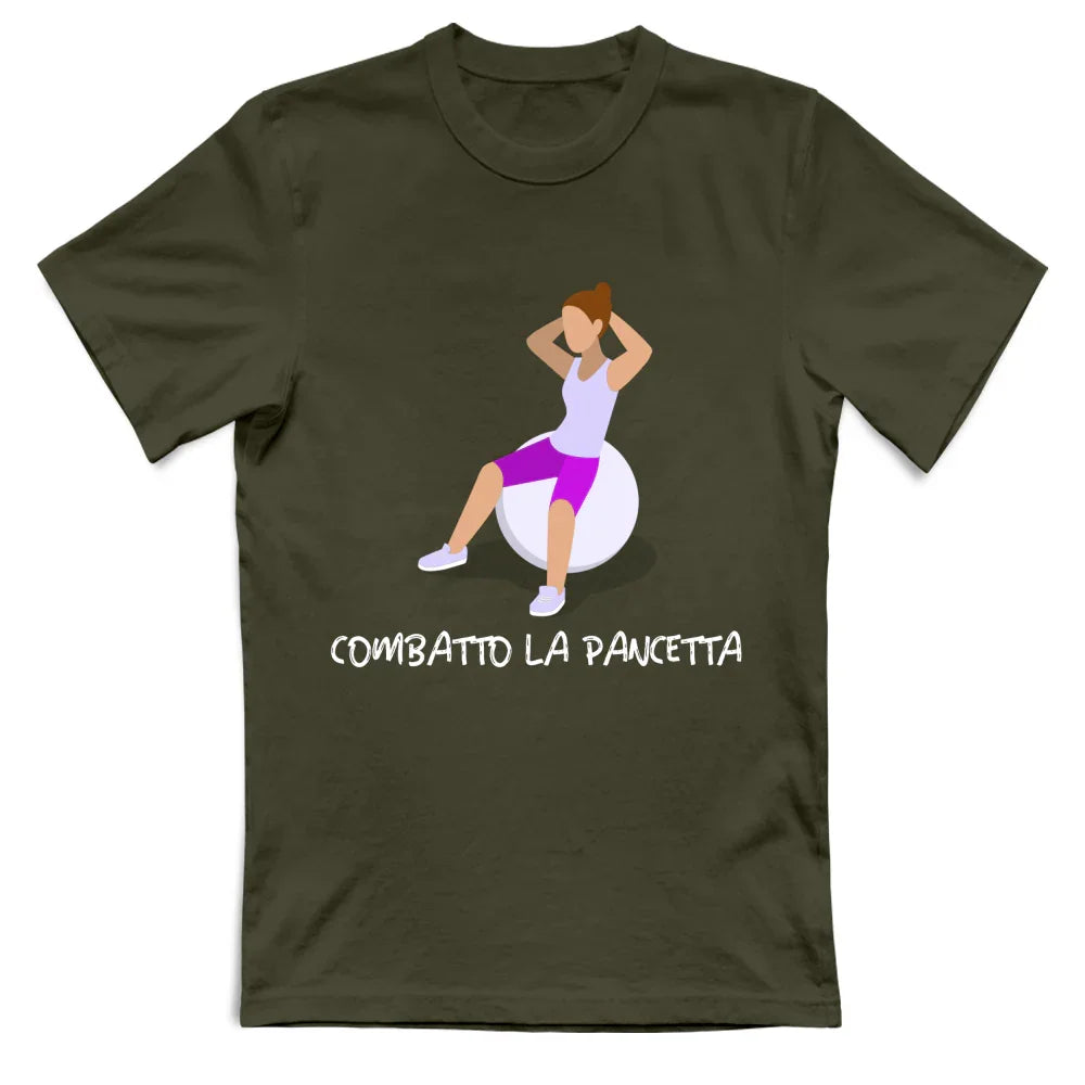 Maglietta ironica Combatto la Pancetta — BorninProvincia