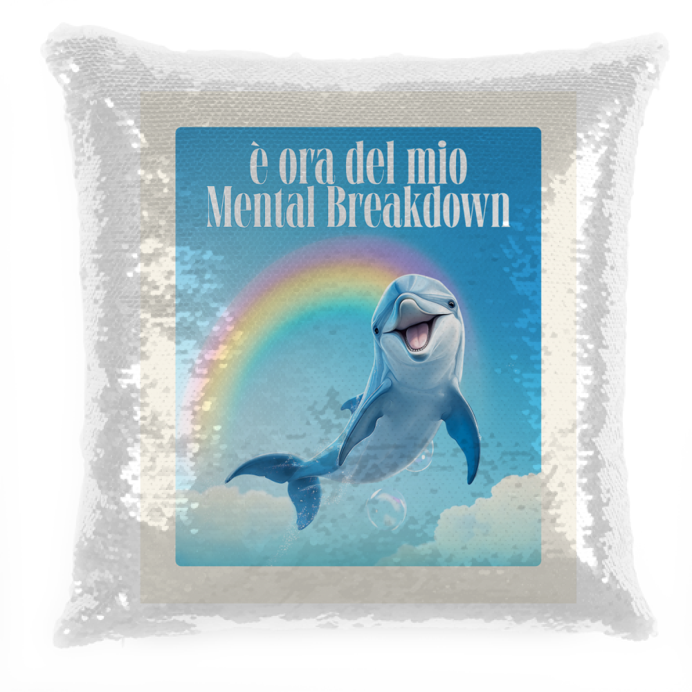 Cuscino pailettes Mental Breakdown ironica — BorninProvincia