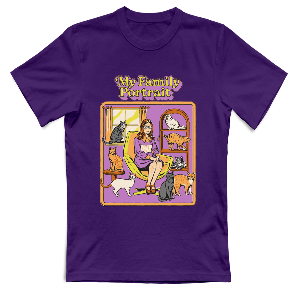 T-Shirt Unisex ritratto di famiglia gattara horror vintage