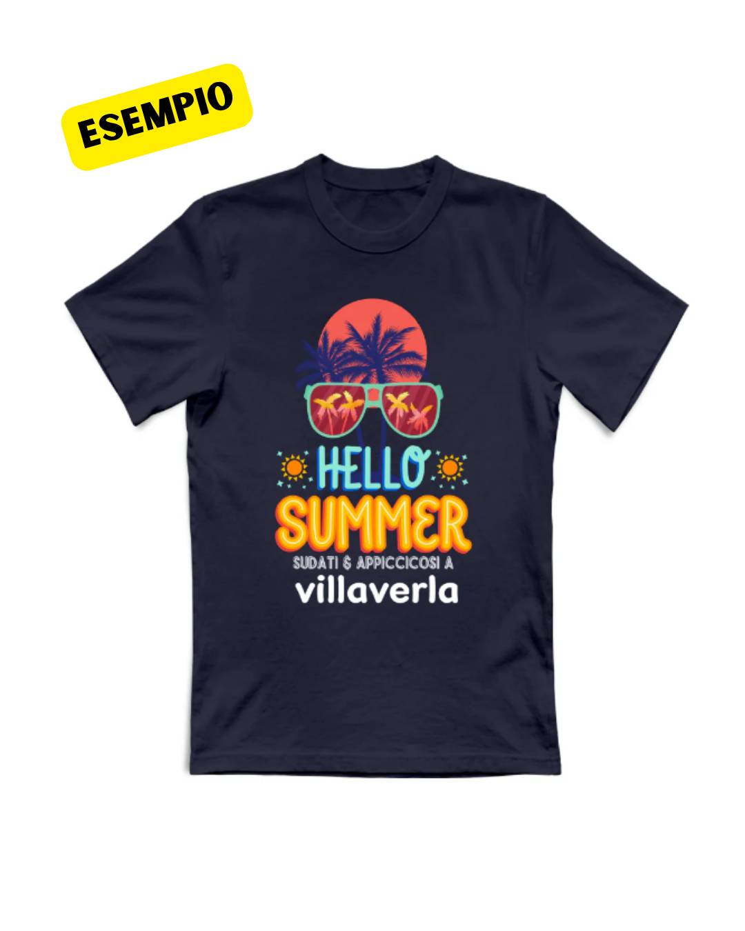 T-Shirt Personalizzata "Hello Summer a [Nome Paese]" — Gadget del tuo Paesino