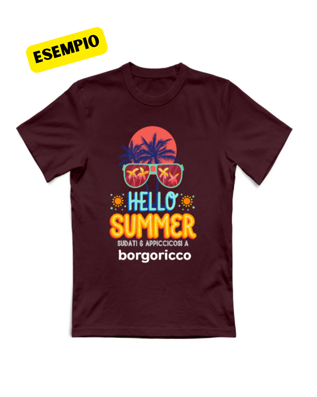 T-Shirt Personalizzata "Hello Summer a [Nome Paese]" — Gadget del tuo Paesino