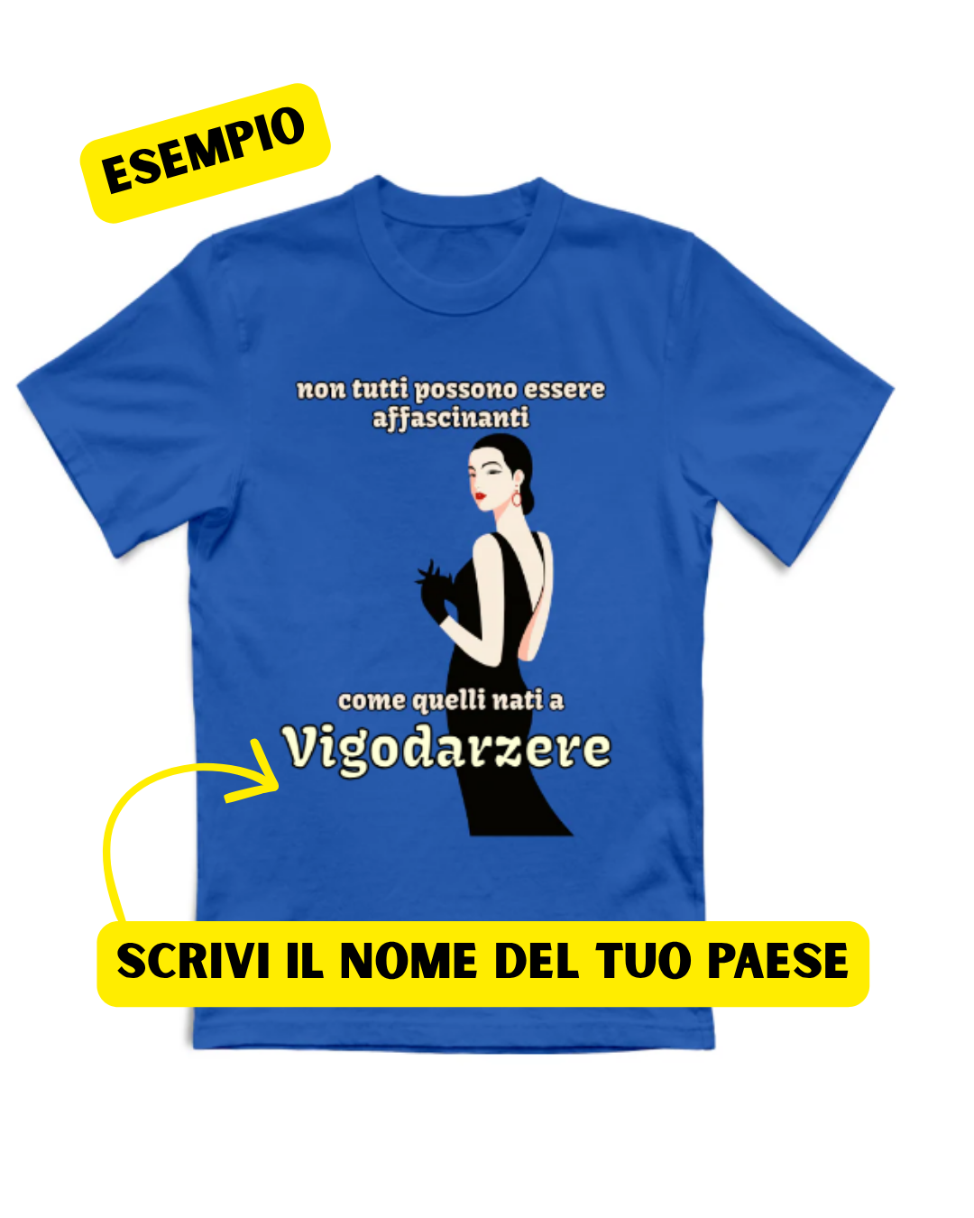 T-Shirt Personalizzata "Affascinanti Nati a [Nome Paese]" — Gadget del tuo Paesino