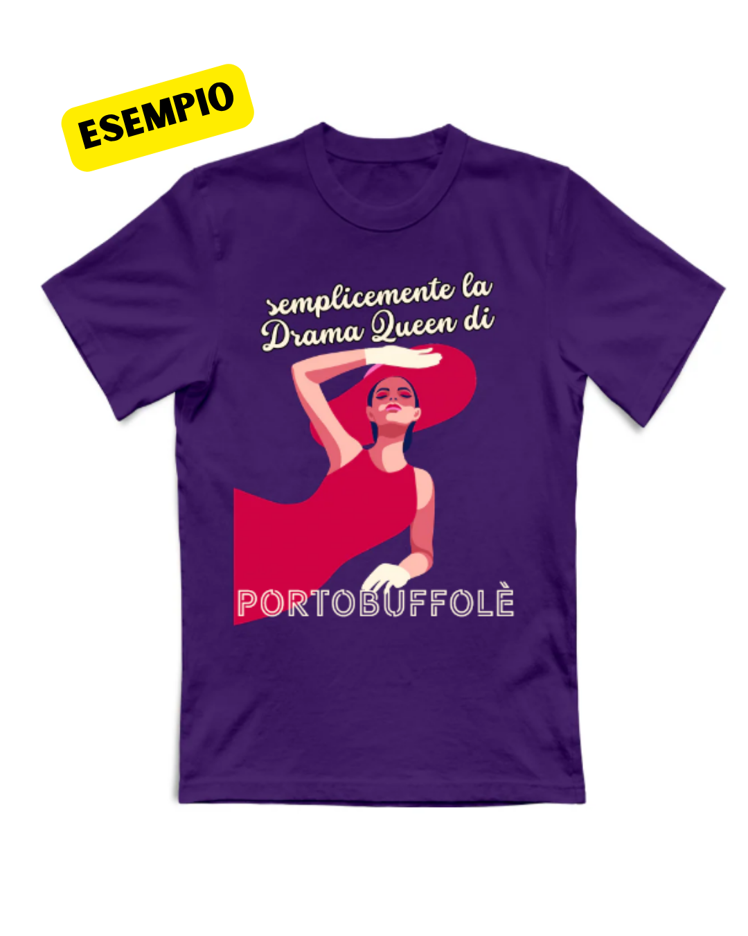 T-Shirt Personalizzata "Drama Queen di [Nome Paese]" — Gadget del tuo Paesino
